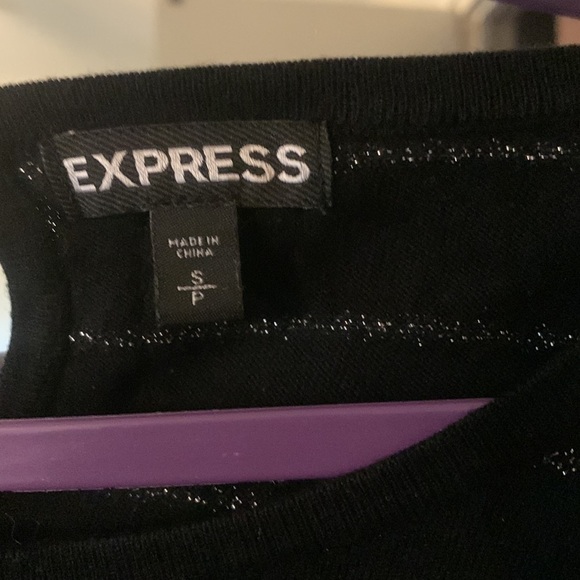 Express top. Black and metallic silver stripes. Size small. - Picture 2 of 6